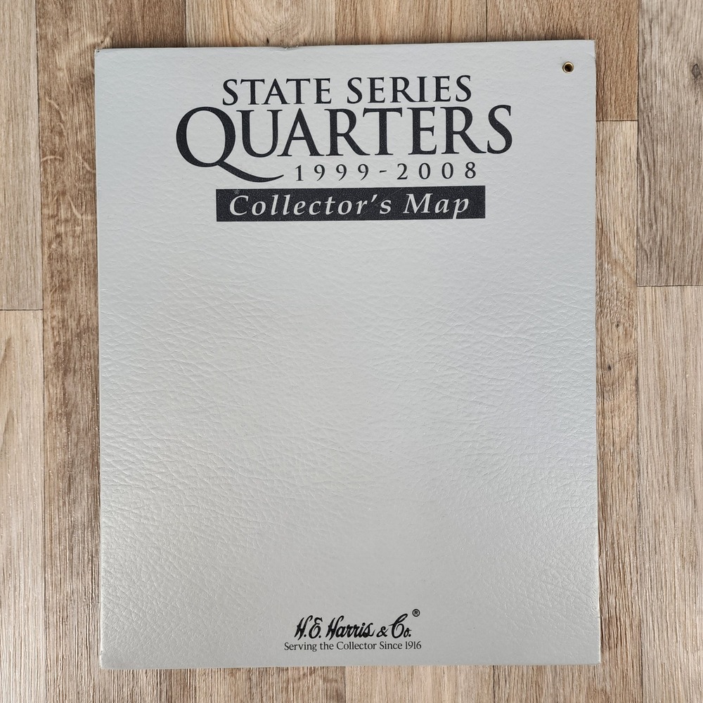 H.E. Harris State Series Quarters Map 1999-2008 49/50 Maine Missing w/Book